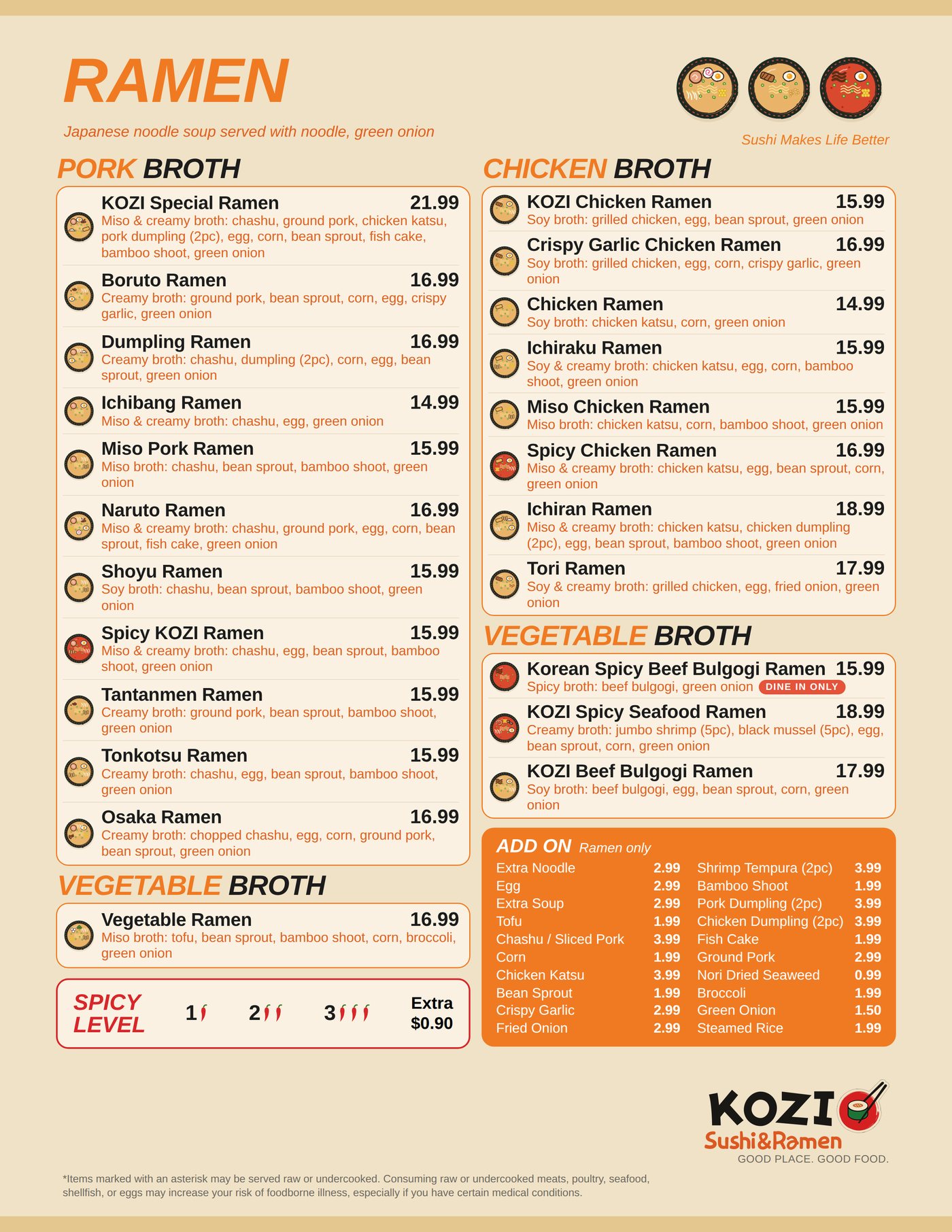 Ramen menu page